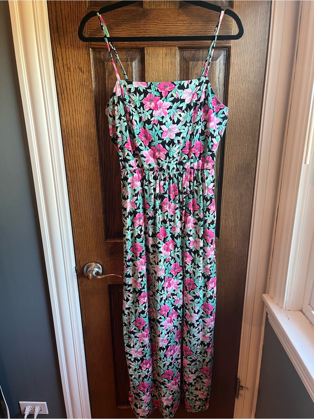 Lily Rose Black Maxi Dress with Pink & Mint Floral Pattern